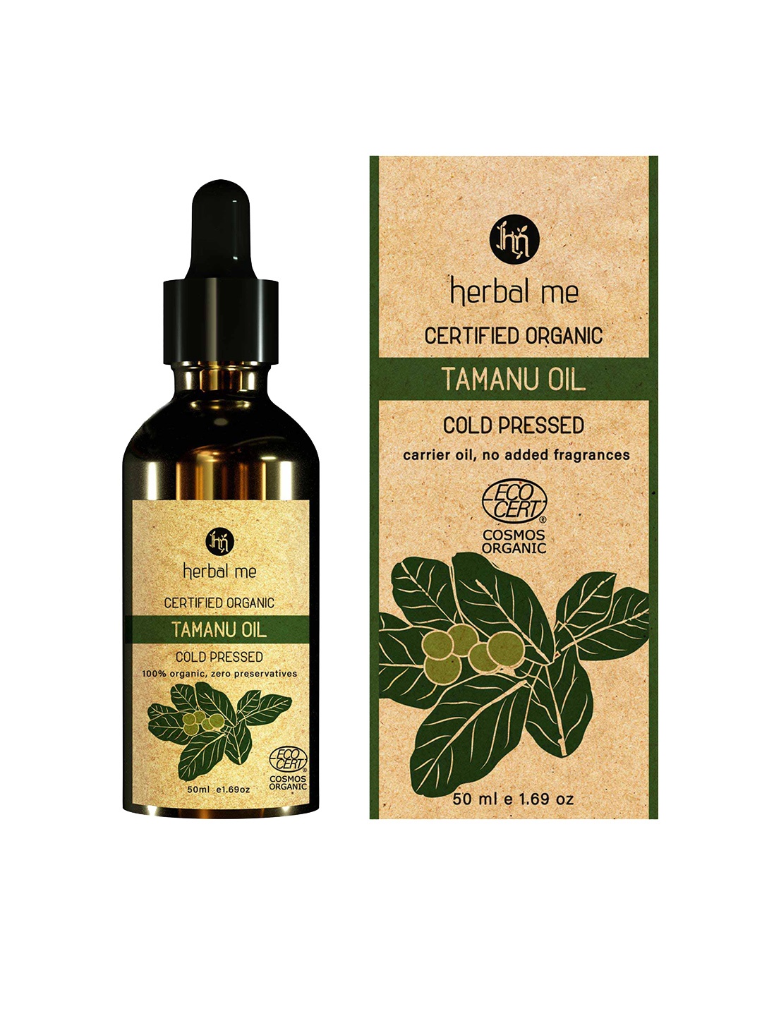 

HERBAL ME 100% Organic Cold Pressed Tamanu Oil - 50ml, Brown