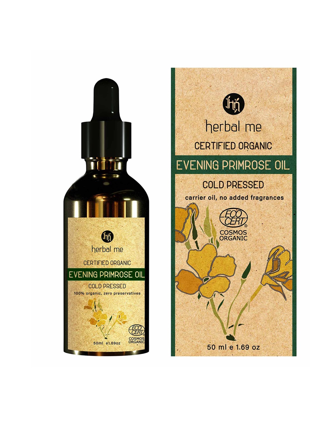 

HERBAL ME 100% Organic Cold Pressed Evening Primrose Oil - 50ml, Brown