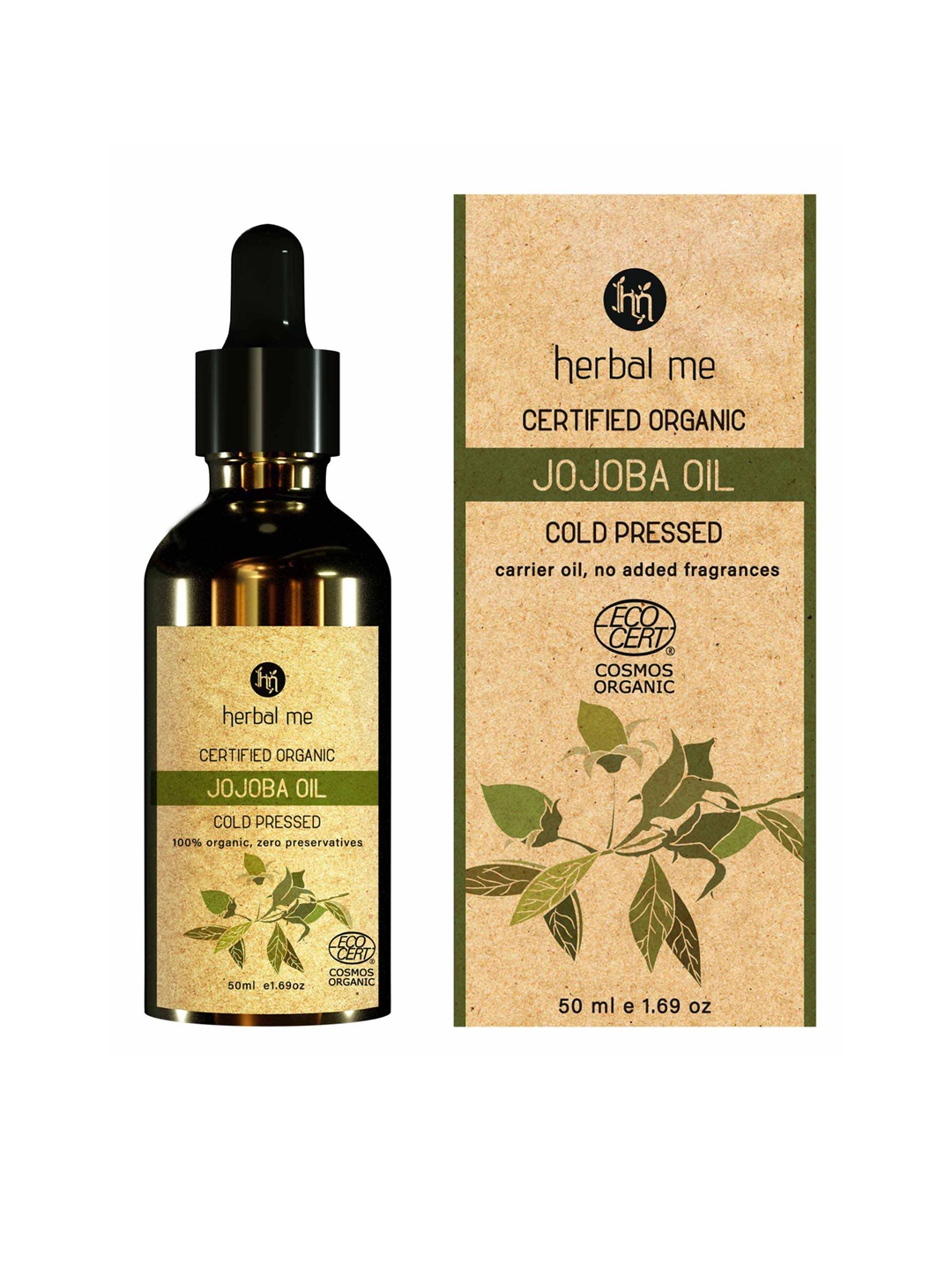 

HERBAL ME 100% Organic Cold Pressed Jojoba Oil - 50ml, Brown