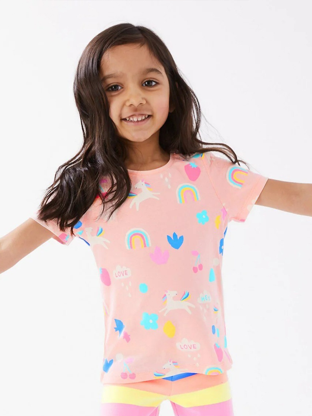 

Marks & Spencer Girls Pink & Blue Pure Cotton Printed T-shirt