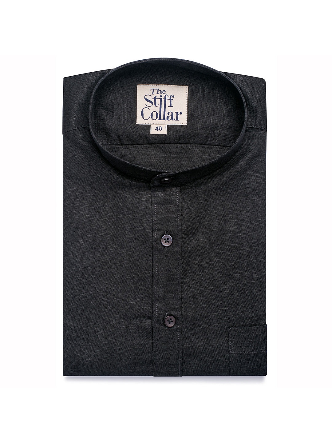 

The Stiff Collar Men Black Solid Comfort Cotton Casual Shirt