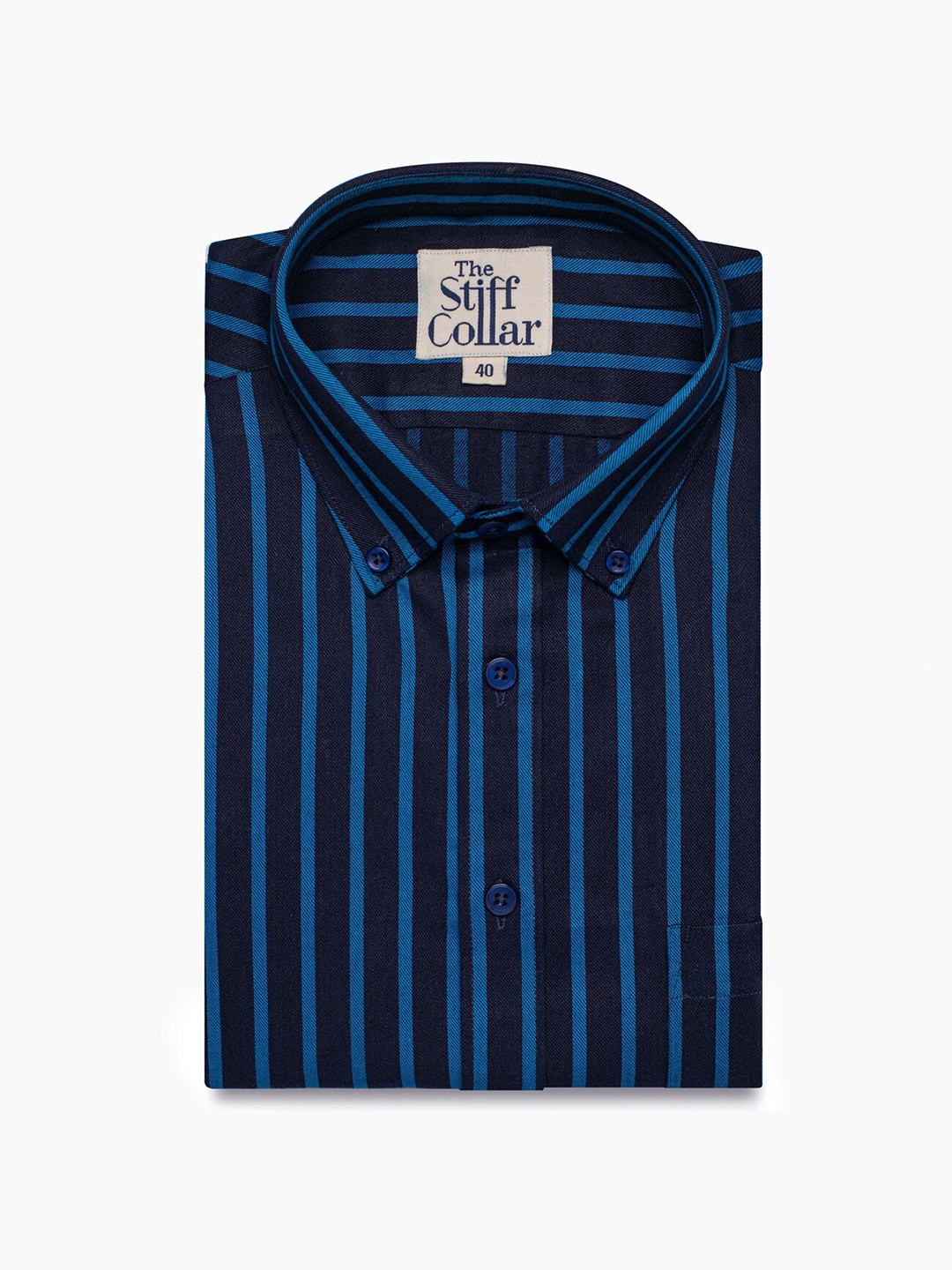 

The Stiff Collar Men Blue Comfort Striped Pure Cotton Casual Shirt