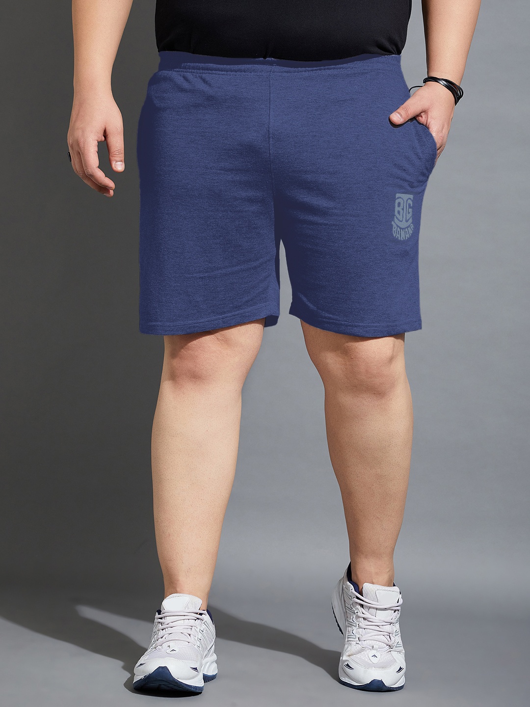 

bigbanana Men Plus Size Navy Blue Antimicrobial Pure Cotton Shorts