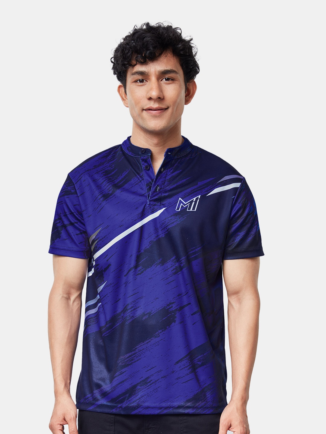 

The Souled Store Men Multicoloured Printed Mandarin Collar T-shirt, Multi