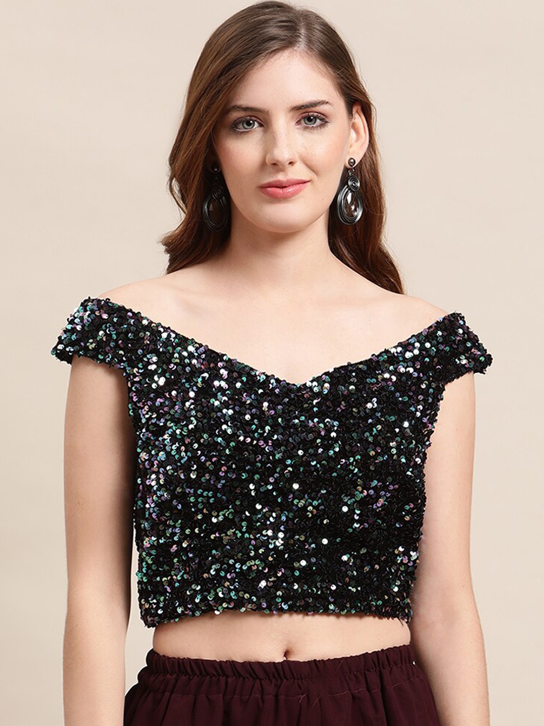 

Grancy Women Black Embellished Saree Blouse