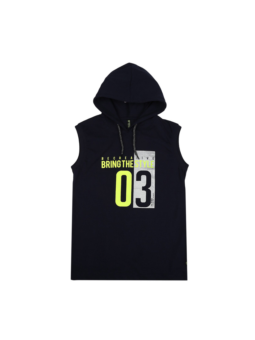 

V-Mart Boys Navy Blue Typography Printed Hooded T-shirt