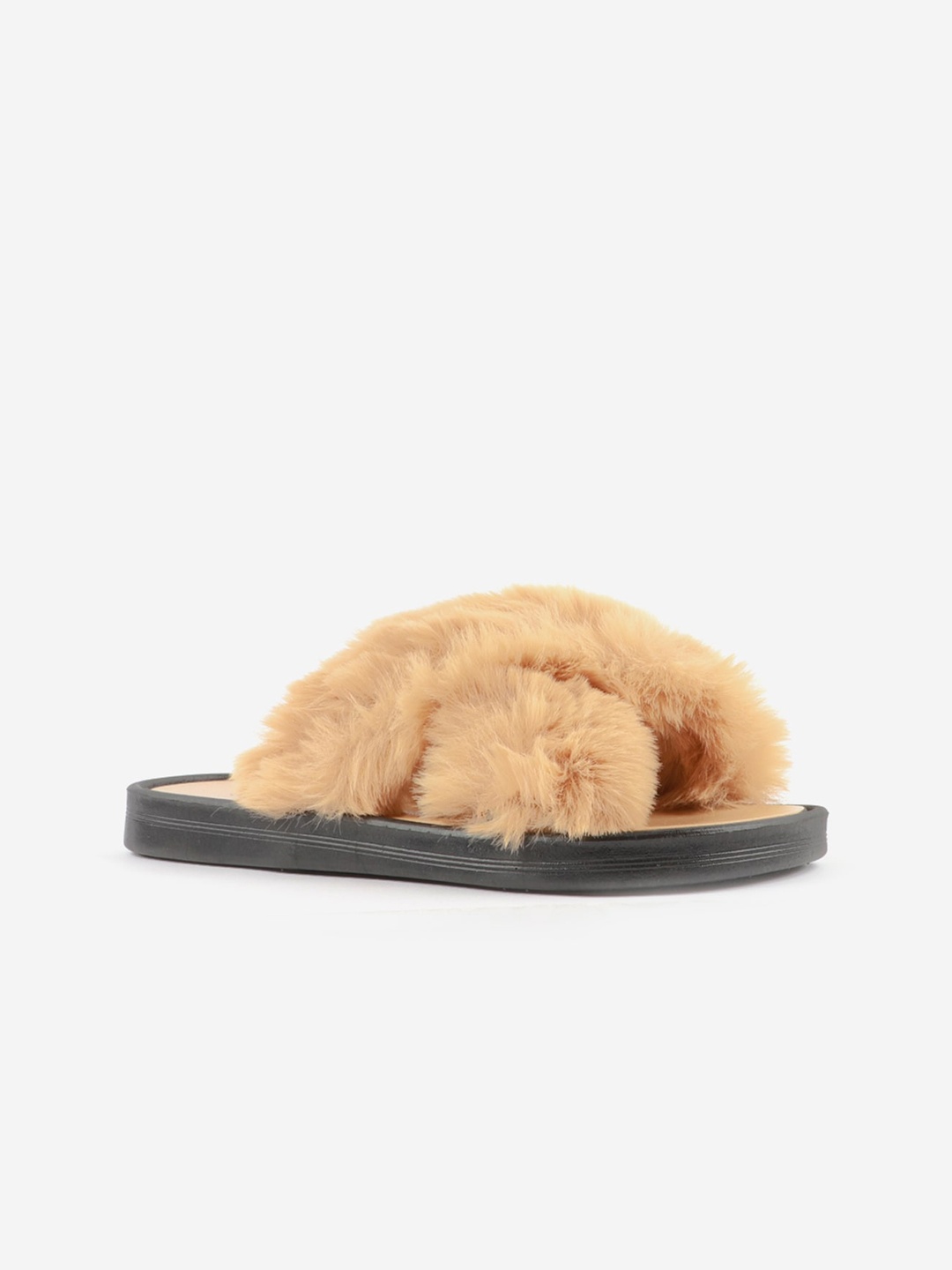 

Carlton London Women Beige Fur Thong Flip-Flops