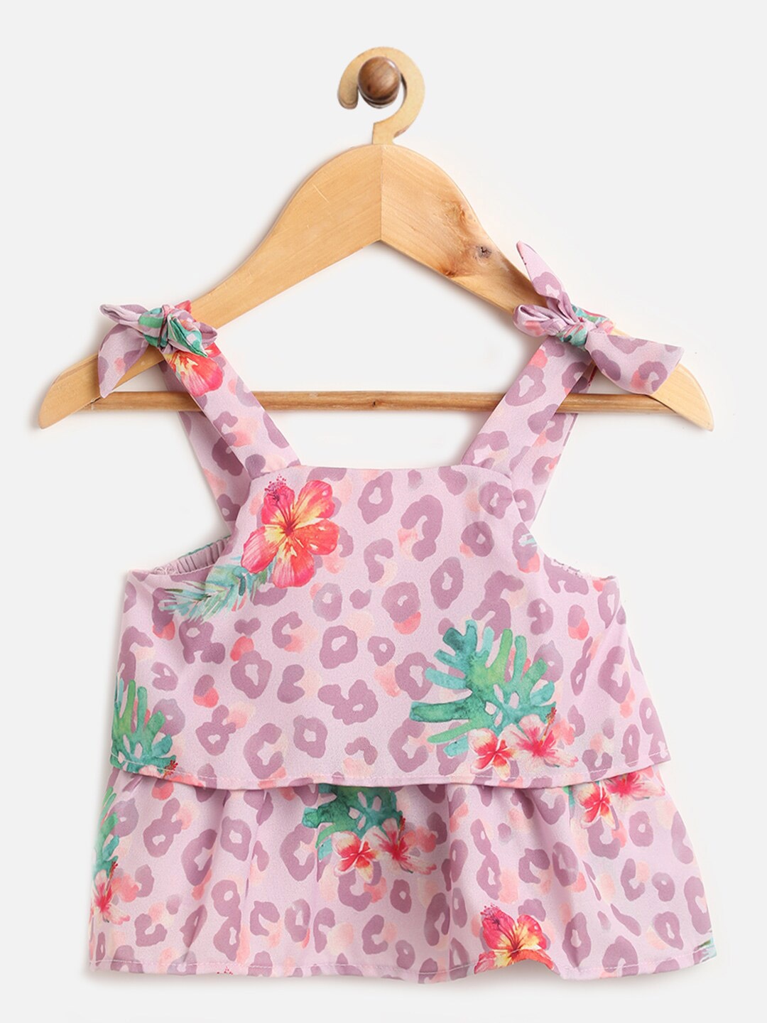 

One Friday Girls Pink & Green Print Strappy Top