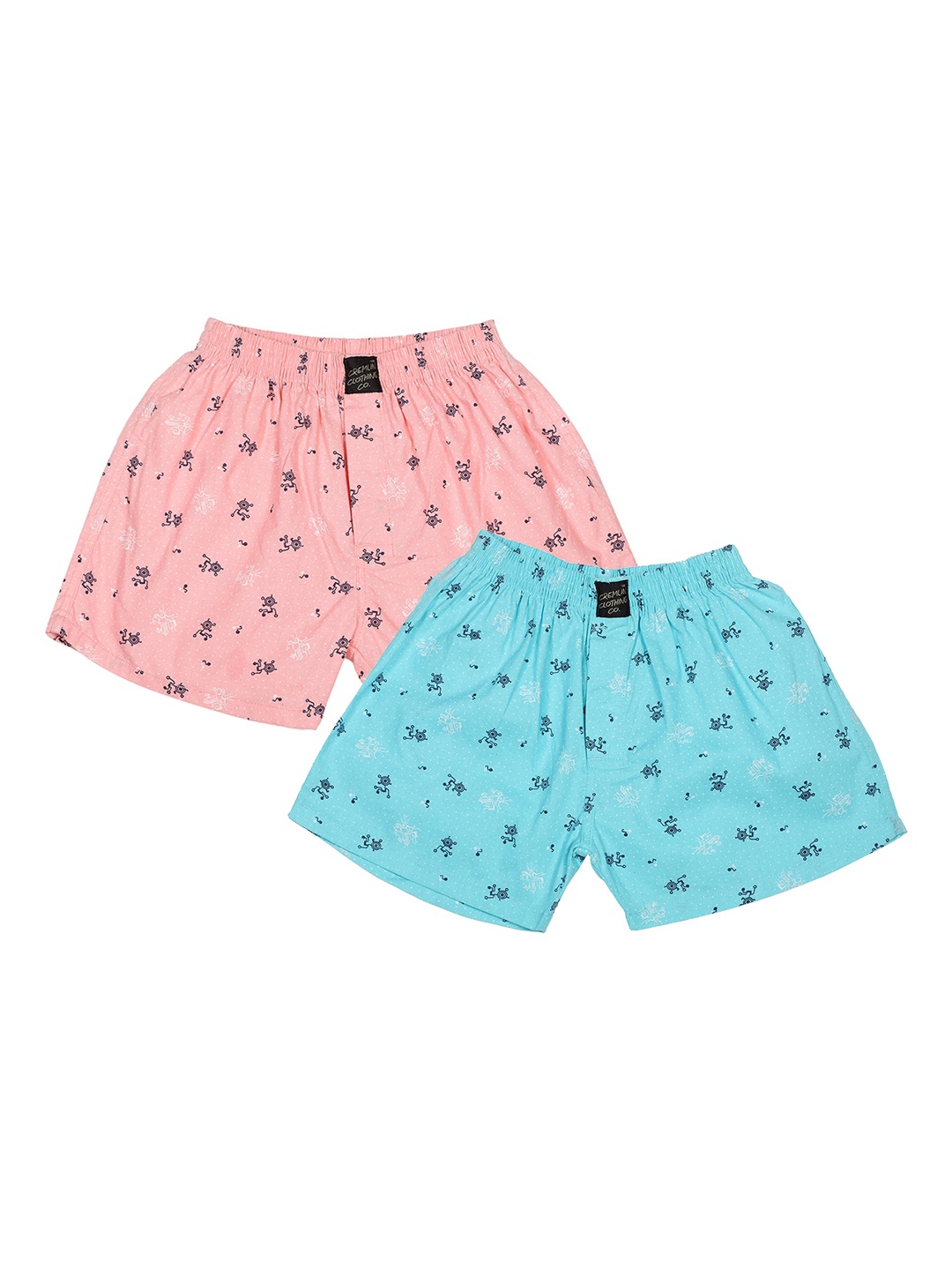 

CREMLIN CLOTHING Boys Pack Of 2 Blue & Pink Printed Cotton Boxers