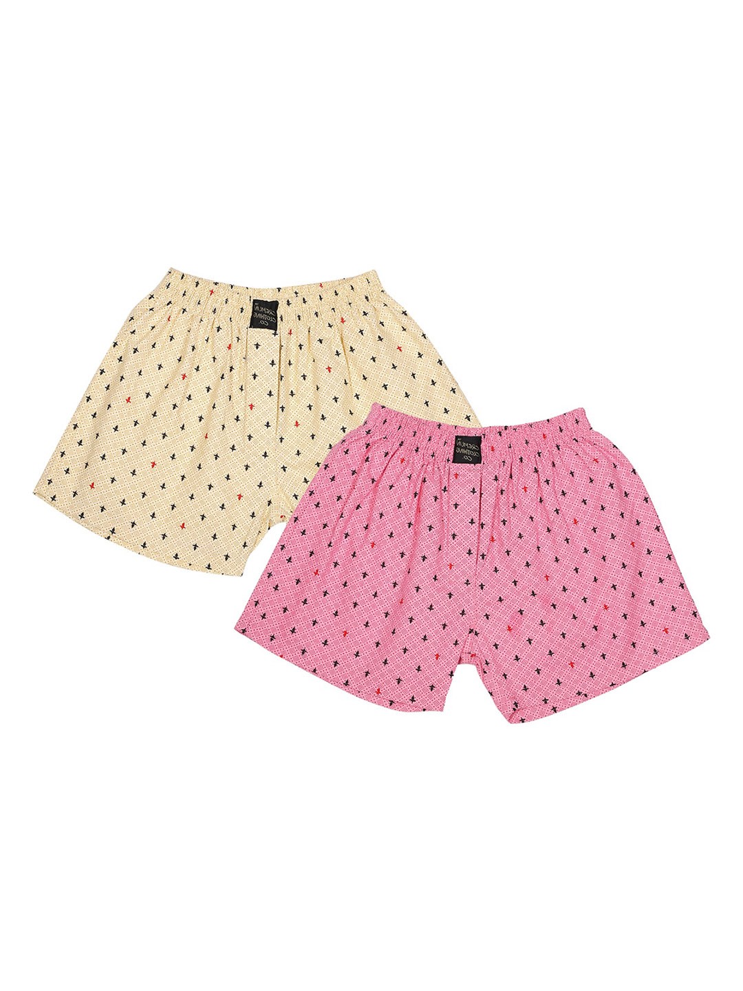 

CREMLIN CLOTHING Boys Pack Of 2 Peach & Yellow Printed Cotton Boxers
