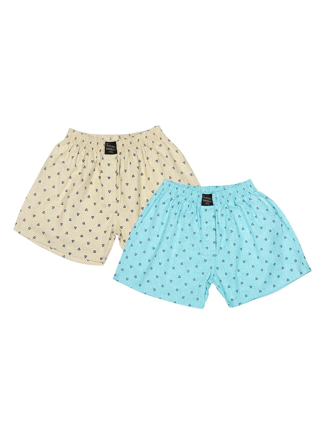 

CREMLIN CLOTHING Boys Pack Of 2 Blue and Beige Printed Boxers
