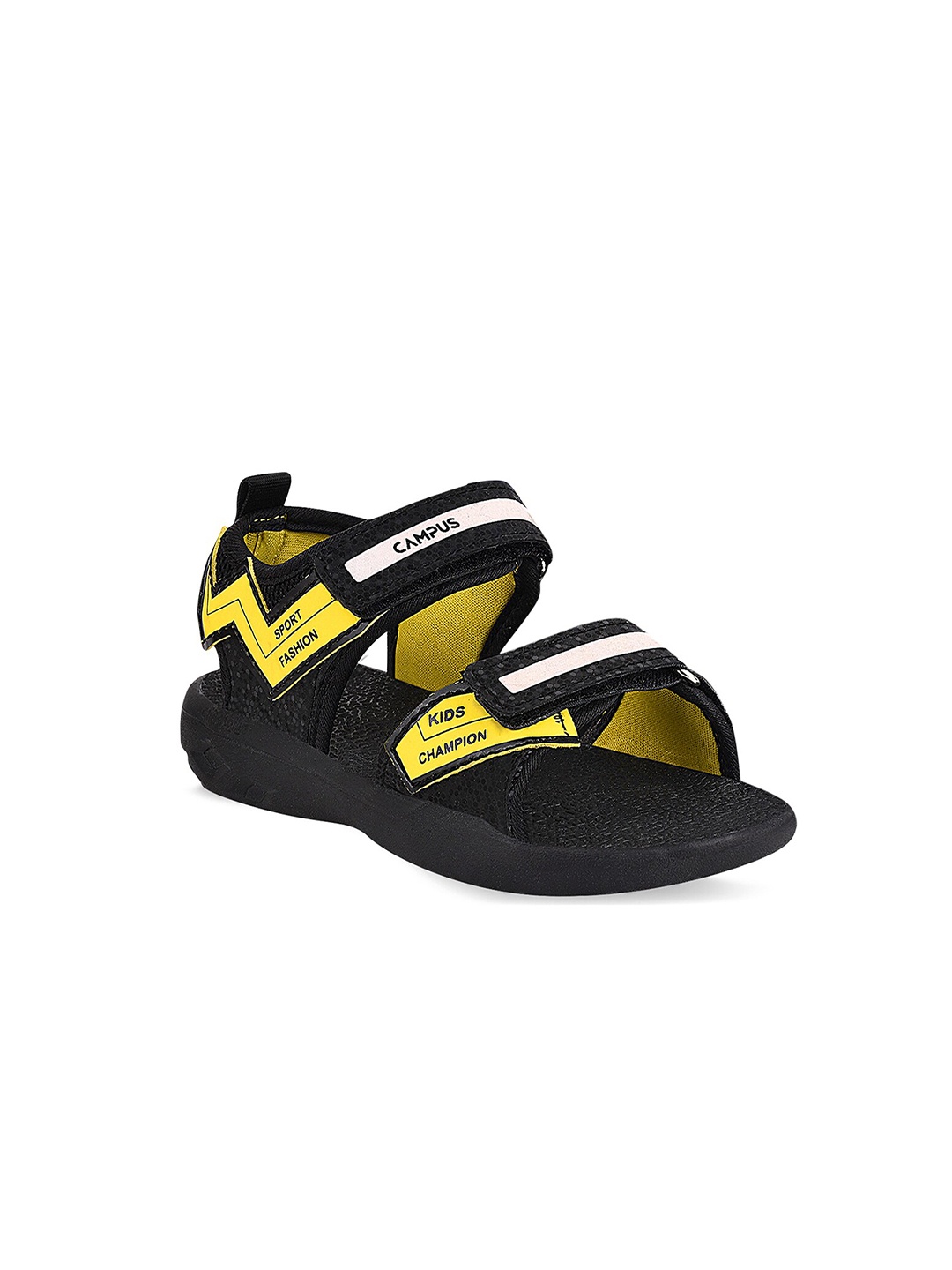 

Campus Kids Black & Yellow Colourblocked Sports Sandals