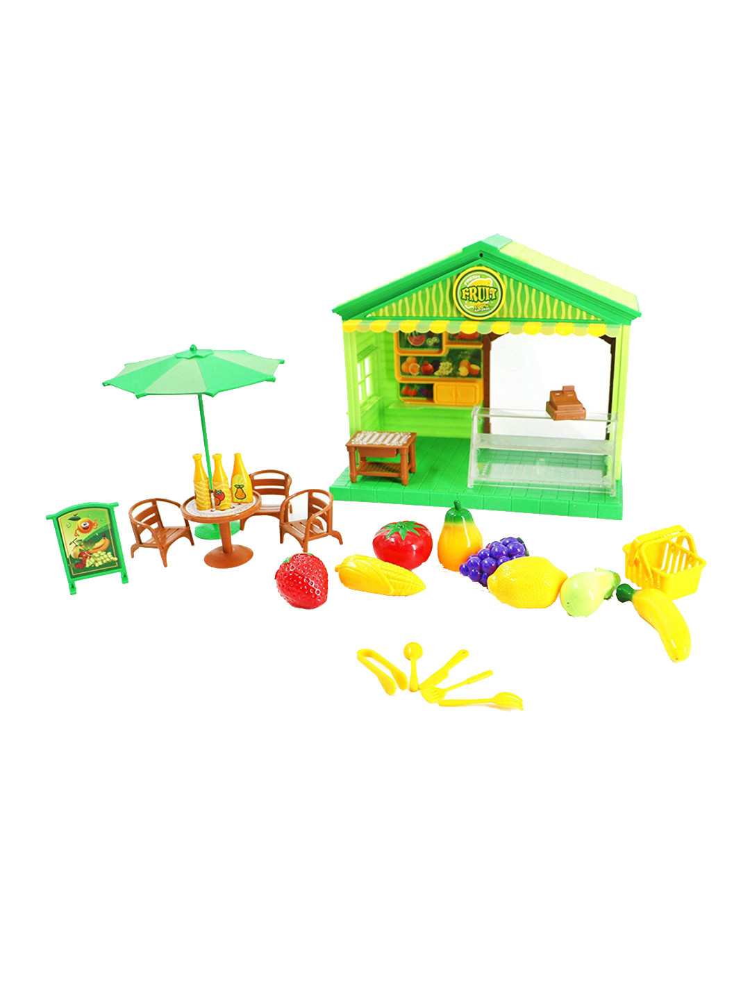 CHOCOZONE Kids Green & Yellow Fruit Shop Pretend Play Set