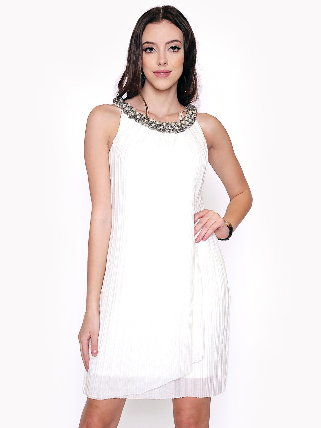 

250 DESIGNS White Chiffon A-Line Dress