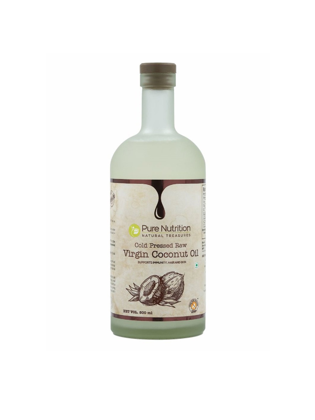

Pure Nutrition Cold Pressed Raw Virgin Coconut Oil for Skin & Hair - 500 ml, White