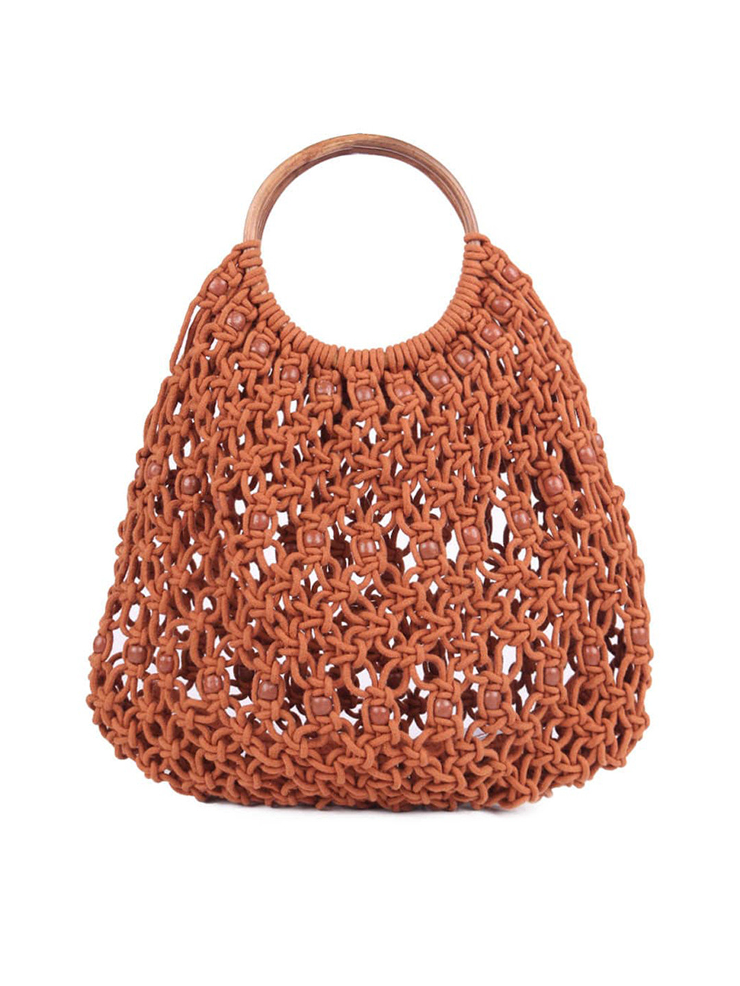 

ASTRID Rust Shopper Handheld Bag with Applique 100% COTTON