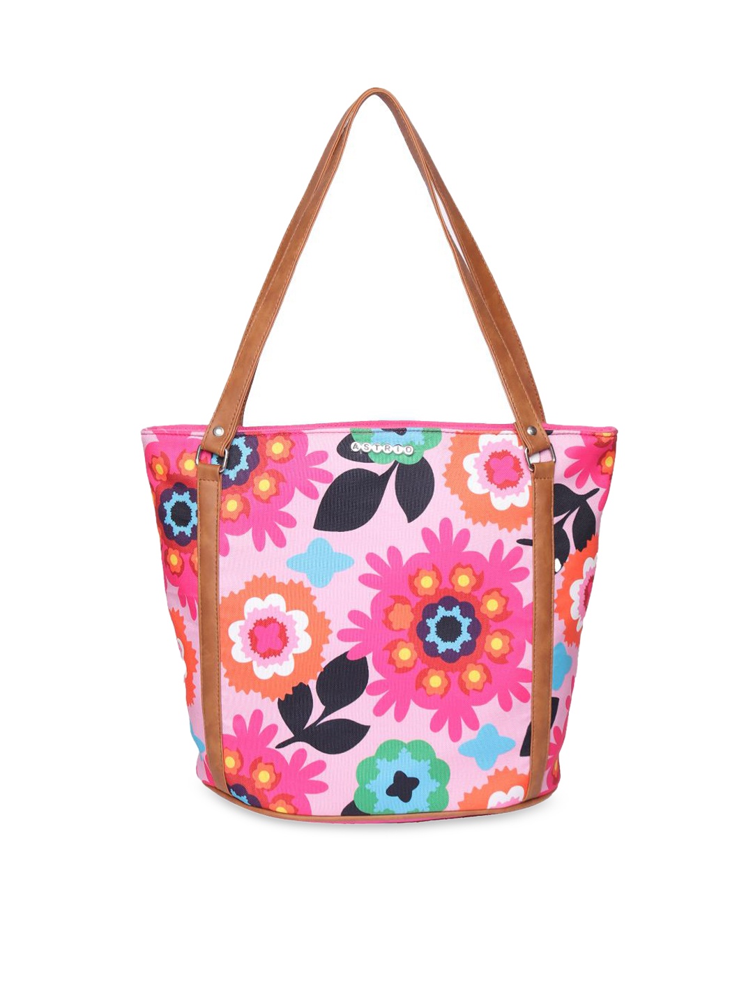 

ASTRID Pink & Multi-Colored Floral Printed Oversized Shopper Tote Bag