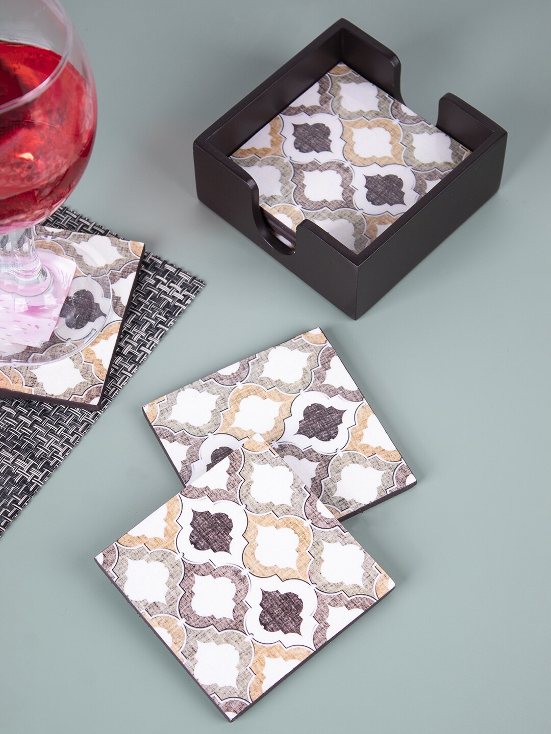 

MARKET99 Set Of 6 Brown Printed Coasters