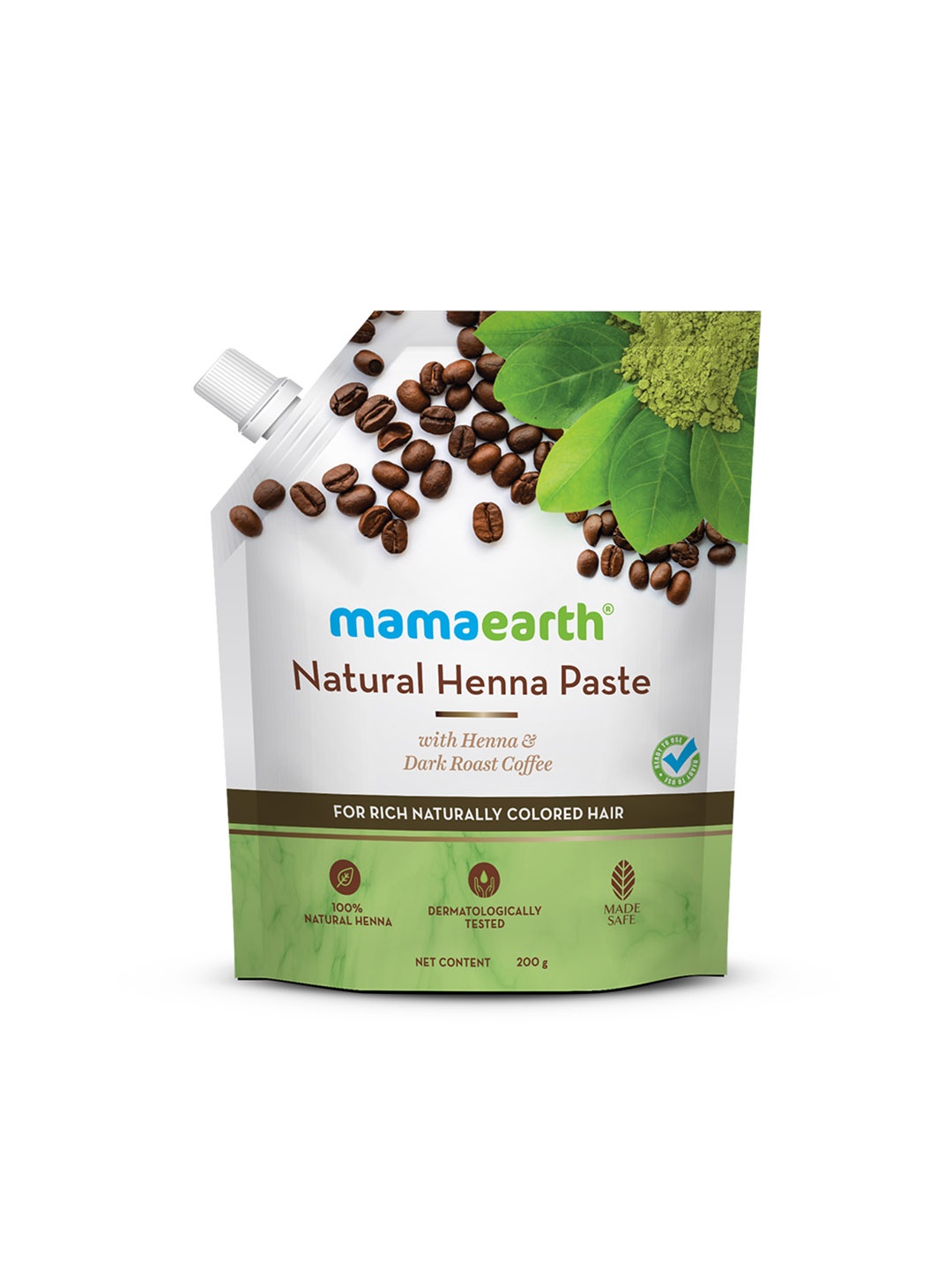 

Mamaearth Natural Henna Paste with Henna & Dark Roasted Coffee - 200 g, Green