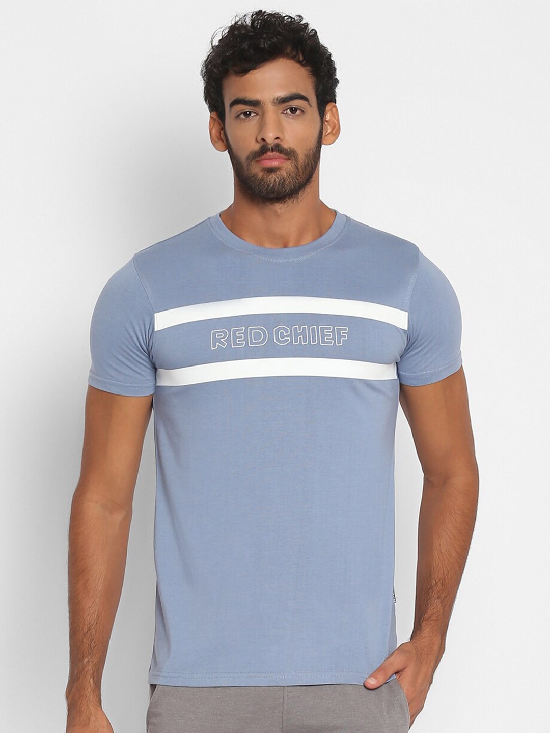 

Red Chief Men Blue & White Printed T-shirt
