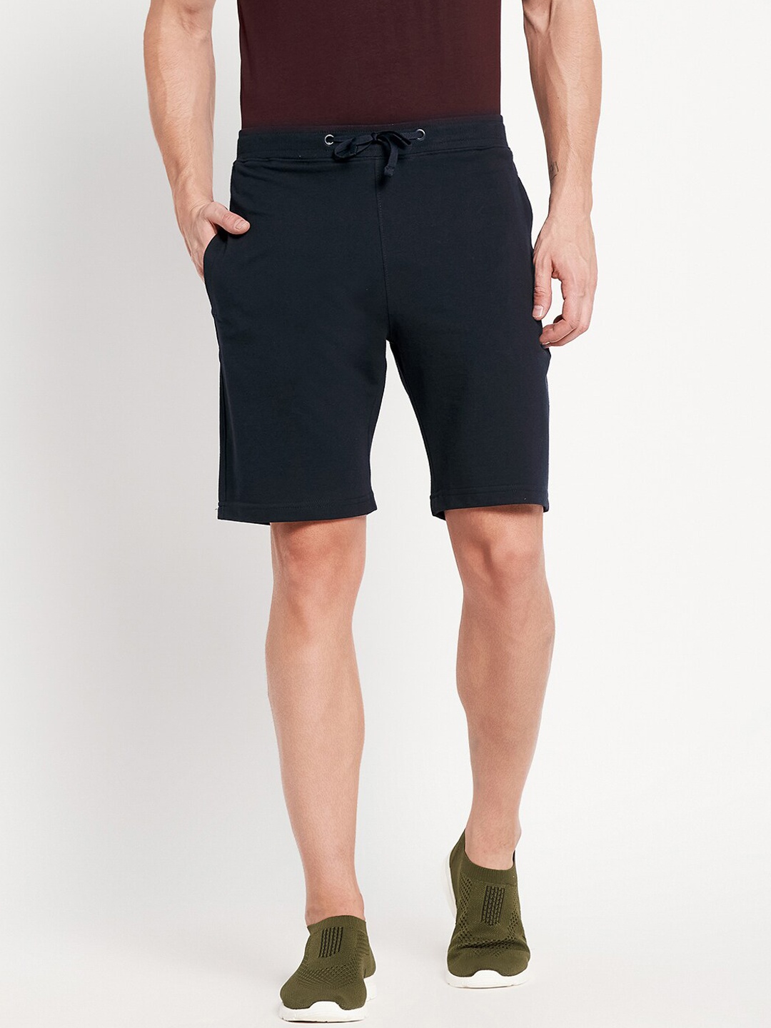 

Octave Men Navy Blue Solid Sports Shorts