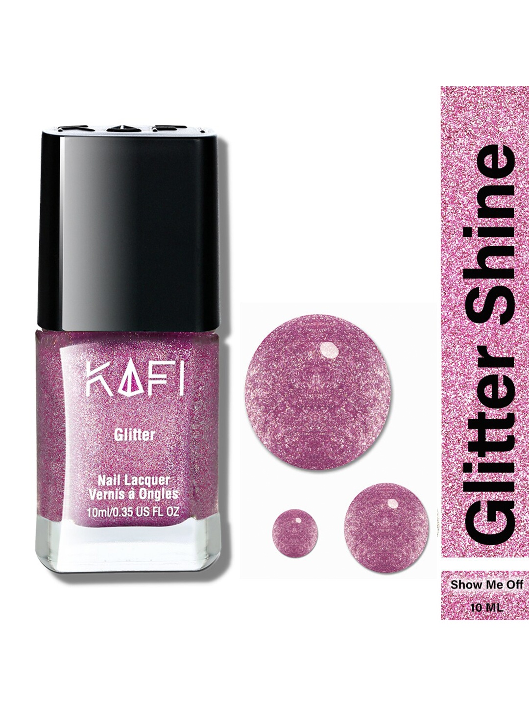 

KAFI Shine PRO Glitter Shine Long Lasting Nail Lacquer - Show Me Off, Purple