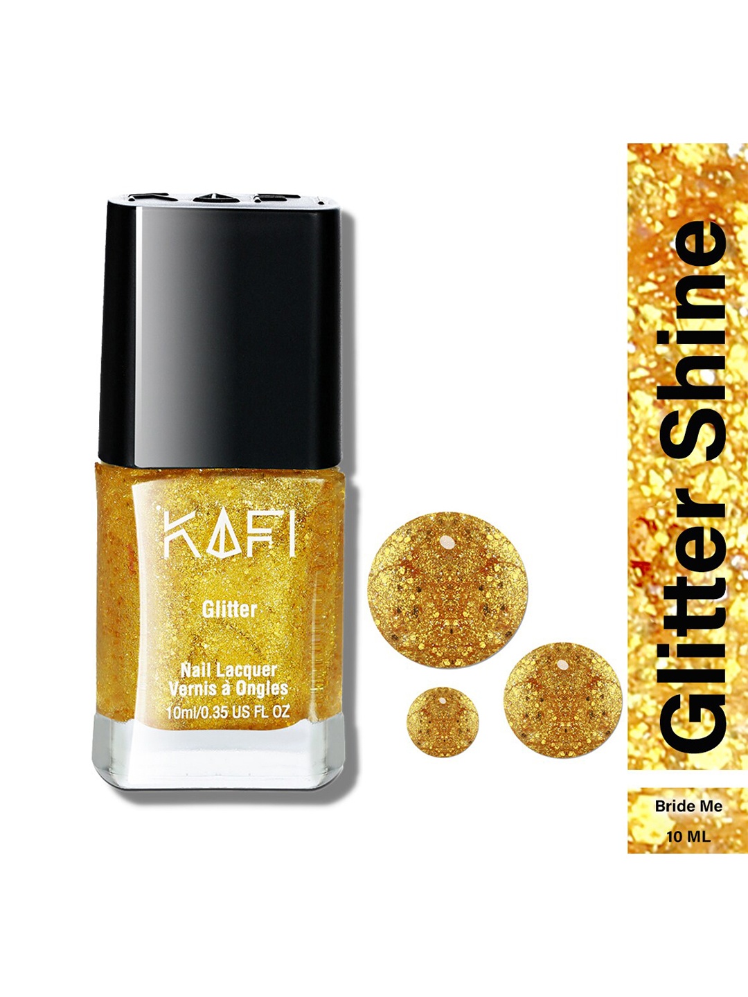 KAFI Shine PRO Glitter Shine Long Lasting Nail Lacquer - Bride Me, Gold