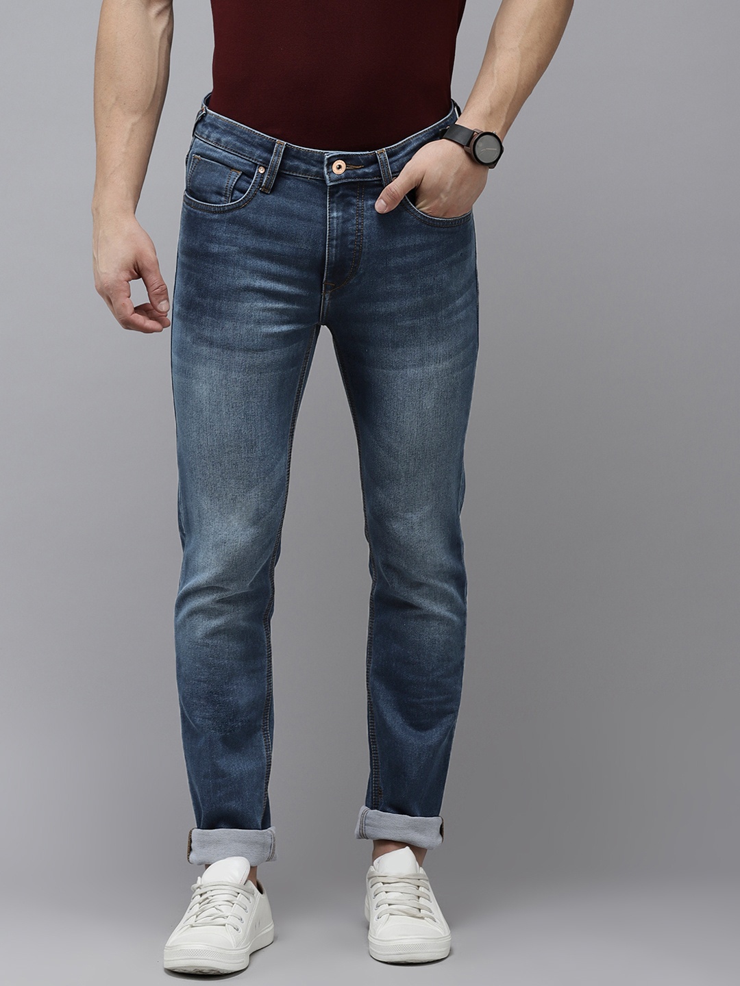 

Blackberrys Men Navy Blue Yonk Skinny Fit Light Fade Stretchable Jeans