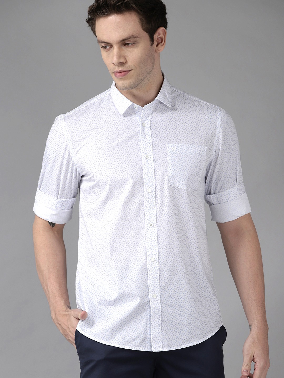 

Blackberrys Men White Pure Cotton India Slim Fit Printed Casual Shirt