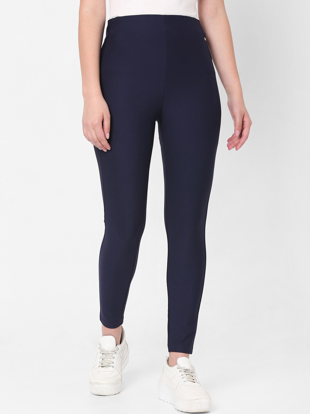 

SPYKAR Women Navy Blue Cotton Regular Fit Track Pants