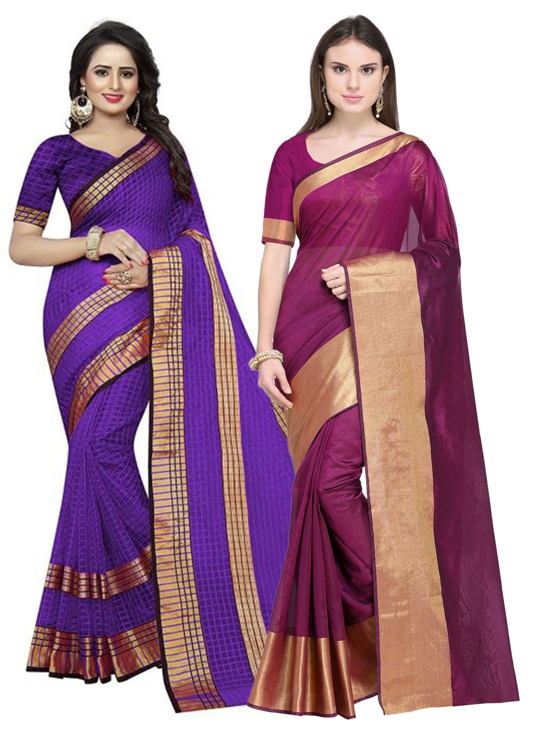 

Florence Pack of 2 Maroon & Violet Silk Cotton Saree