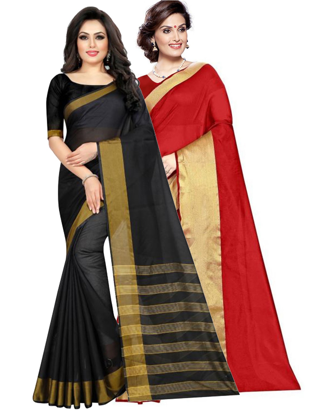 

Florence Pack of 2 Red & Black Silk Cotton Saree
