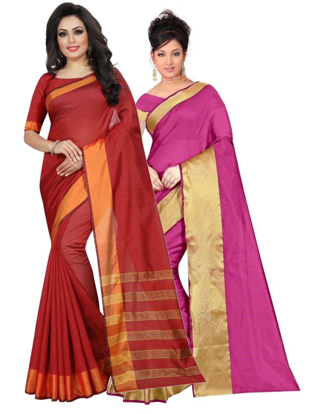 

Florence Pack of 2 Pink & Red Silk Cotton Saree
