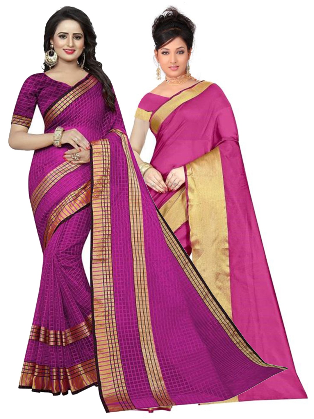 

Florence Pack of 2 Pink & Magenta Silk Cotton Saree