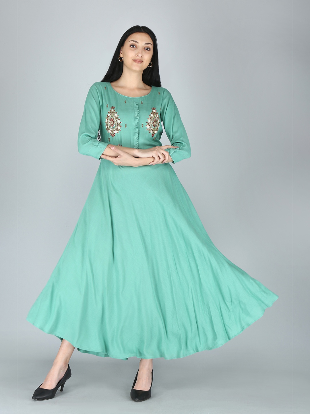

KALINI Green & aqua sky Maxi Dress