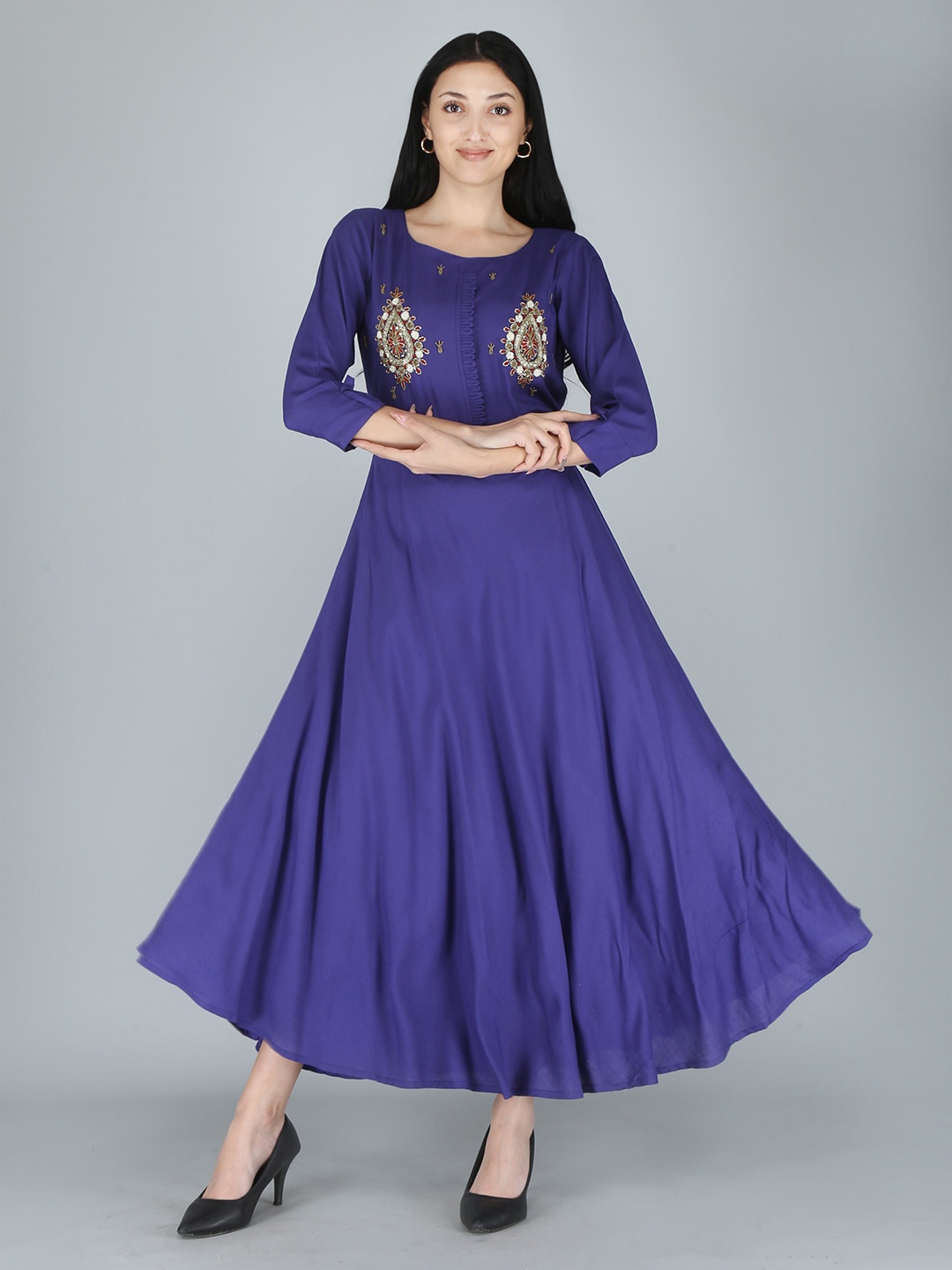 

KALINI Purple Embellished Maxi Dress