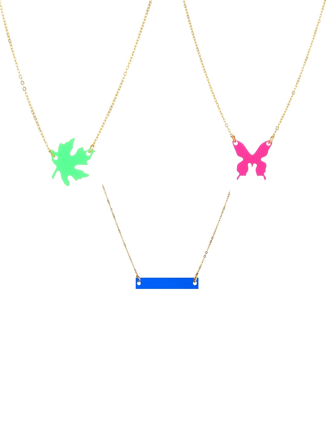 

Goldnera Girls Gold-Toned Acrylic Pendant with Chain