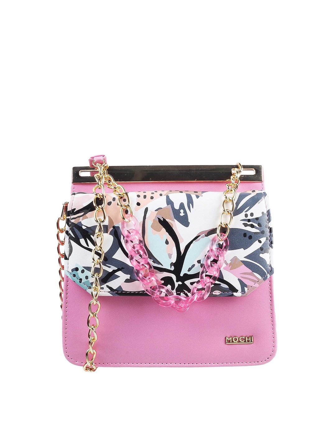 

Mochi Pink & White Printed Purse Clutch