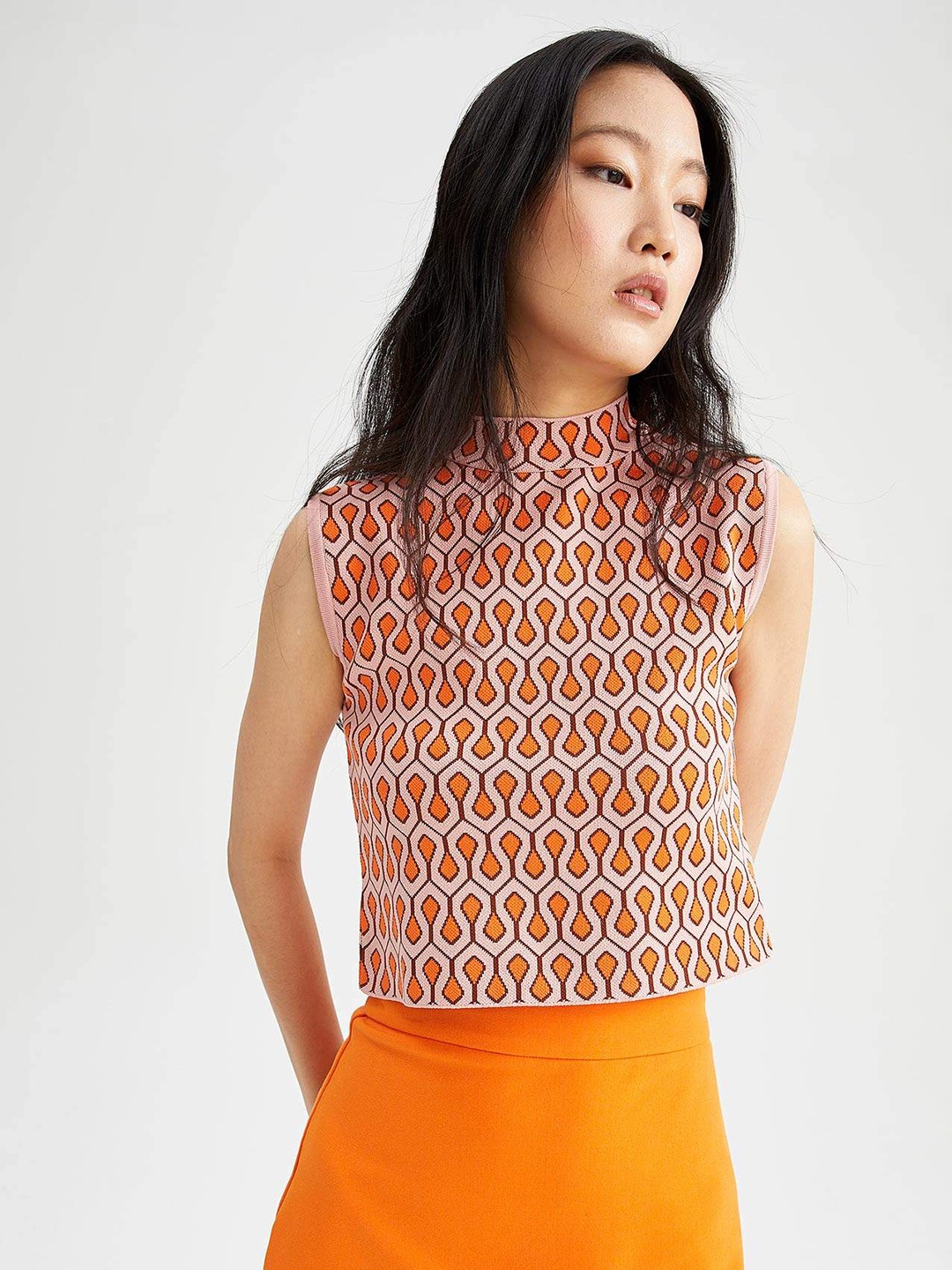 

DeFacto Orange & Pink Printed Top
