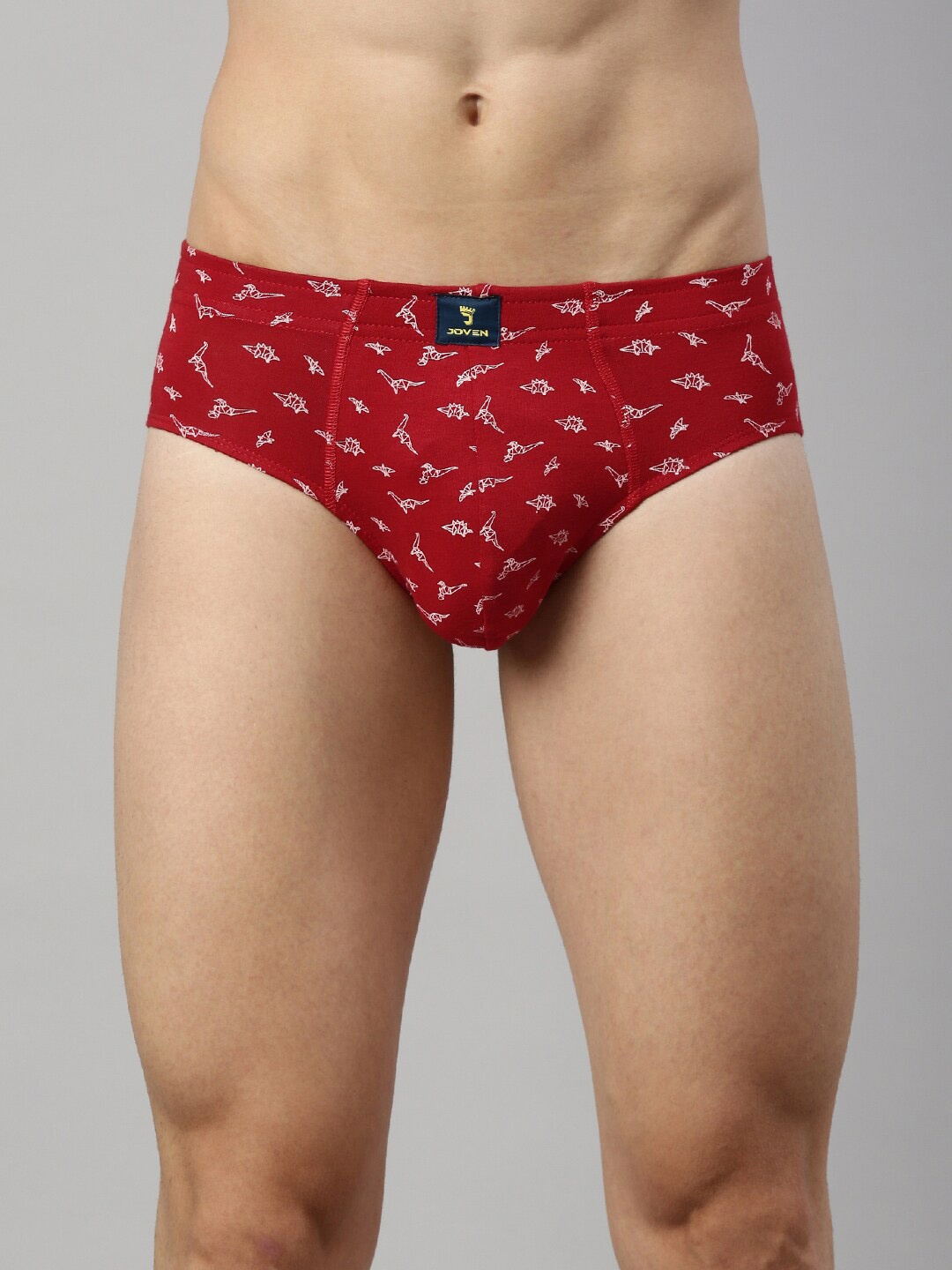 

Joven Men Red & White Printed Basic Briefs