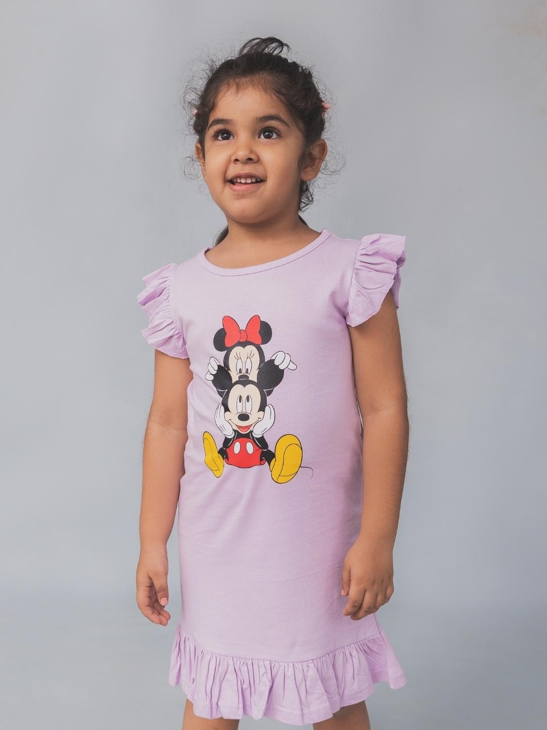 

Nap Chief Girls Lavender Disney Mickey & Minnie Mouse A-Line Dress