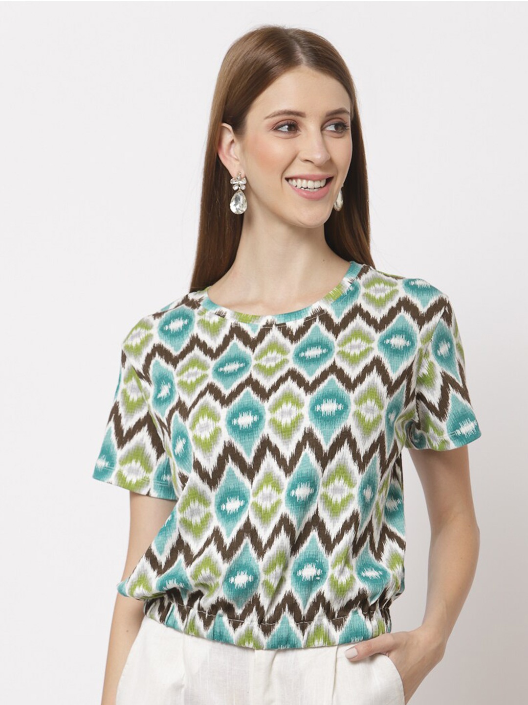 

Juelle Green Geometric Printed Top