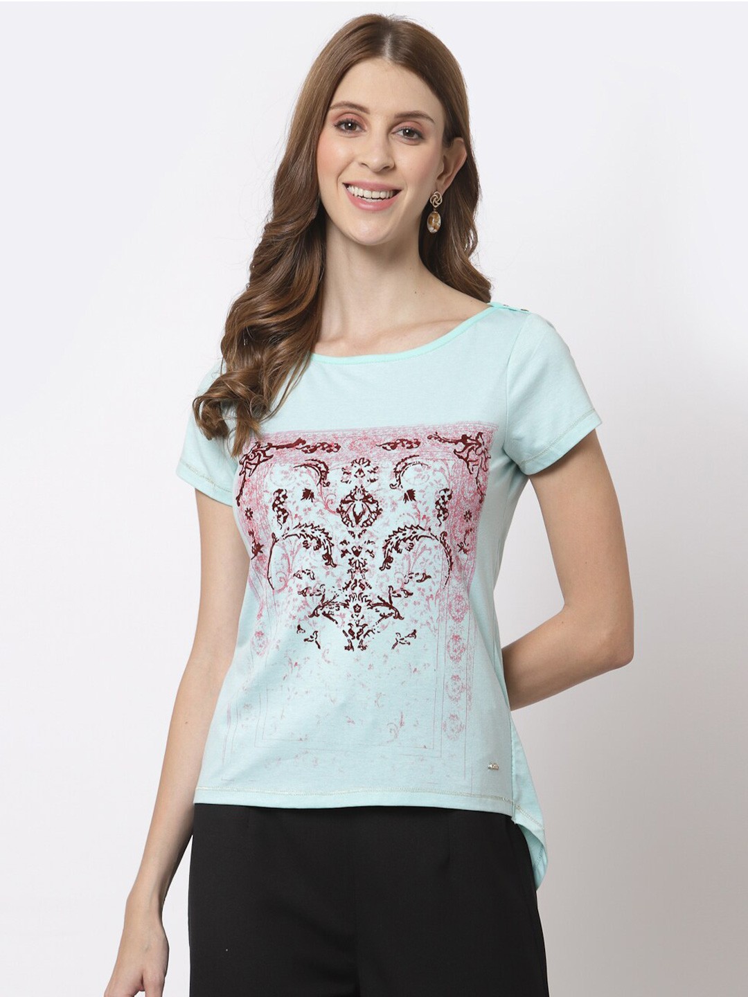 

Juelle Women Sea Green Printed T-shirt