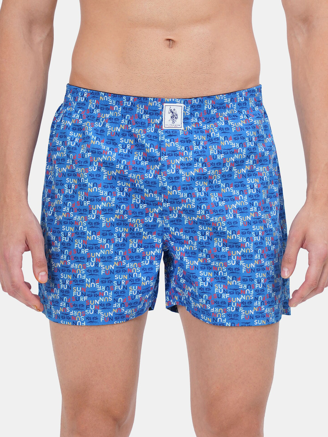 

U.S. Polo Assn. Men Blue Printed Relaxed Fit Cotton Boxers