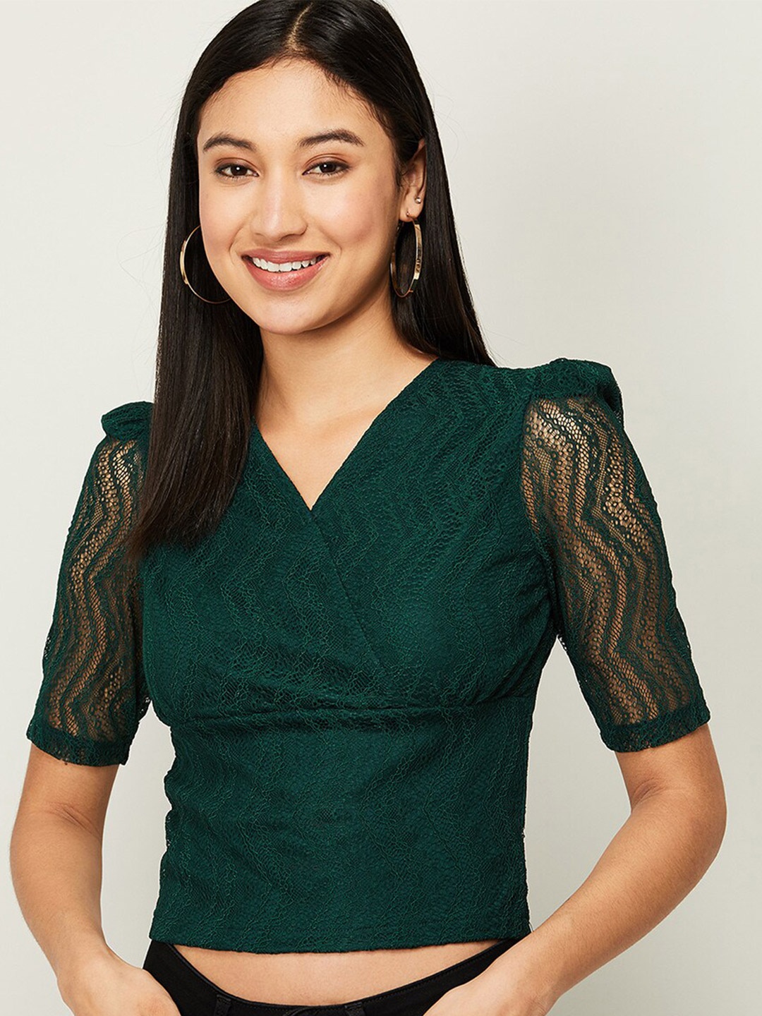 

Ginger by Lifestyle Green Wrap Crop Top