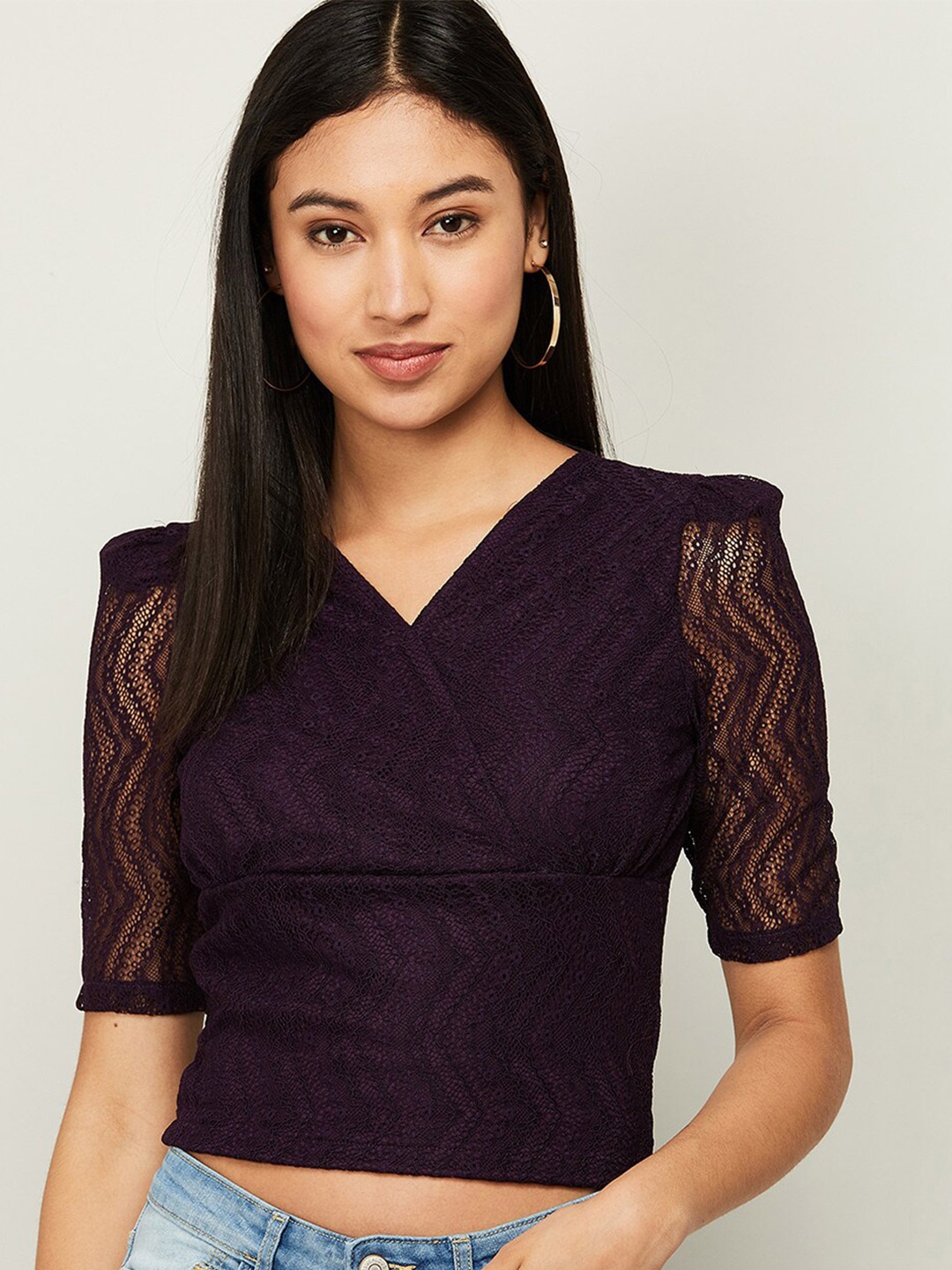 

Ginger by Lifestyle Purple Wrap Crop Top
