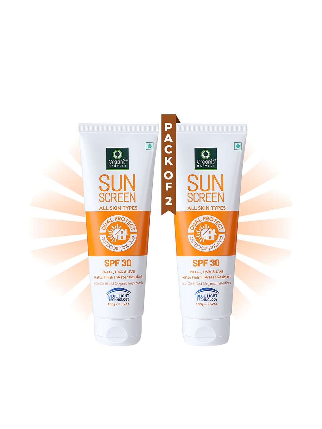 

Organic Harvest Set of 2 SPF30 Sunscreens for All Skin Types - 100g each, White