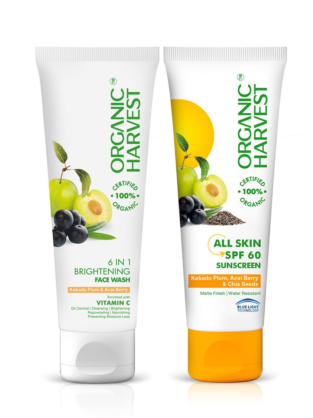 

Organic Harvest Set of 6-in-1 Face Wash & SPF 60 Sunscreen - 100 g each, White