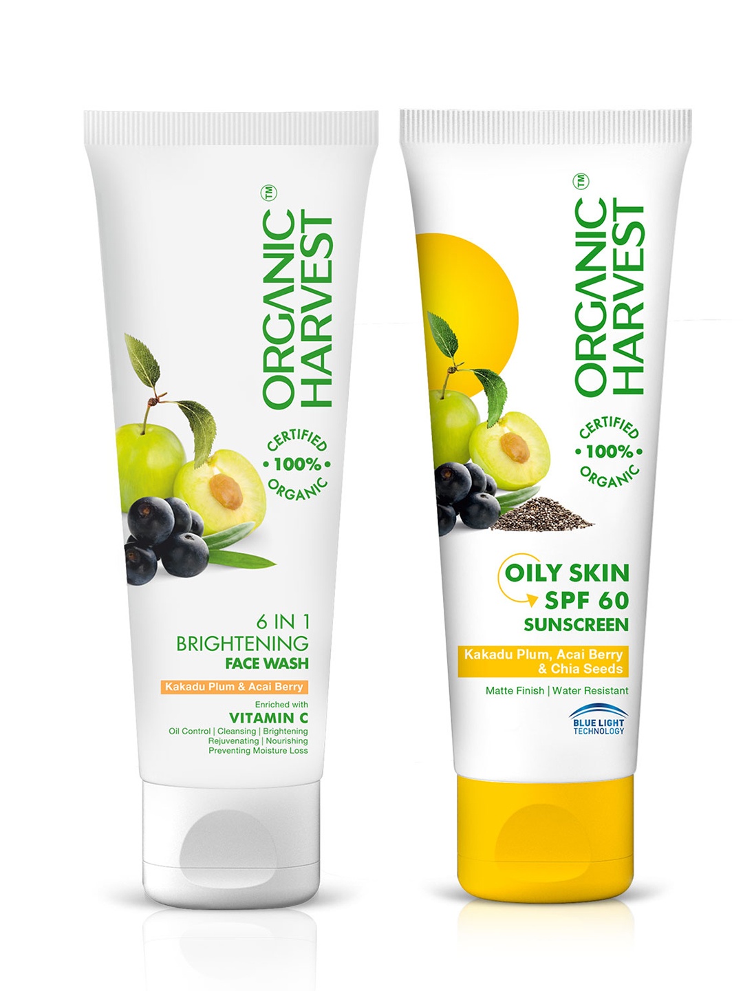 

Organic Harvest Set of 6-in-1 Face Wash & SPF 60 Sunscreen - 100 g each, White