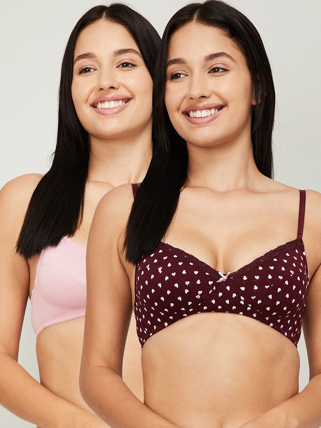 

Ginger by Lifestyle Pack of 2 Beginners Cotton Bra, Burgundy